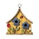 preview thumbnail 29 of 37, Glitzhome 10.5"H Distressed Solid Wood Birdhouse with 3D Flowers - 10.5" Yellow
