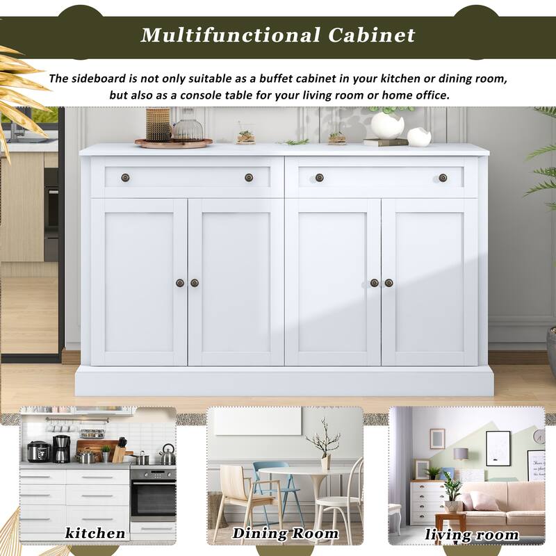 Modern Sideboard Buffet Cabinet with Ample Storage, 2 Drawers, 4 Doors, and Adjustable Shelves for Dining Room or Living Room