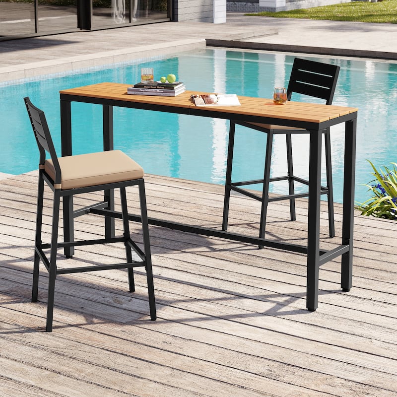 Crestlive Products Patio Outdoor Bar Table Rectangle Pub Table