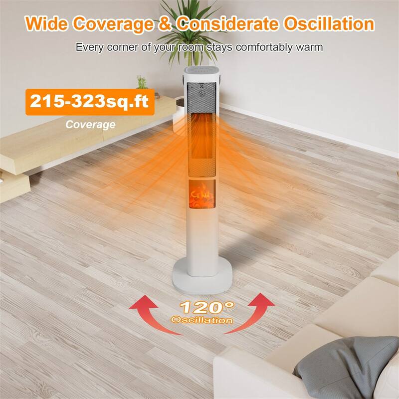 1500W Electric Heater with 3 Wind Modes Remote Control 5 Timer Overheat Tip-Over Protection