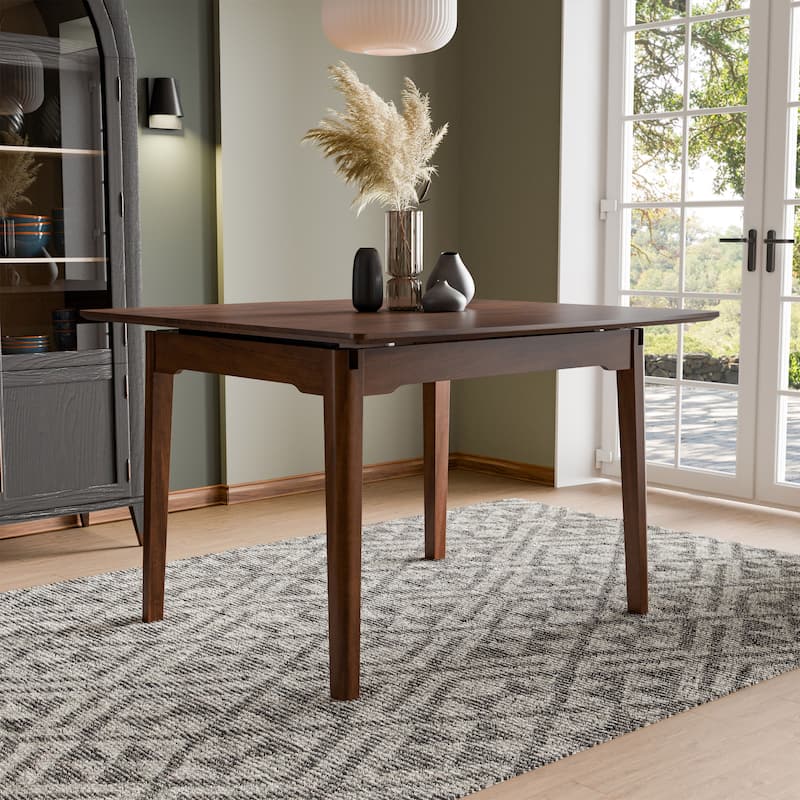 Furniture of America Abigail VIII Mid-Century Modern Rich Walnut Extendable Self-Storing 64-inch Dining Table - Rich Walnut