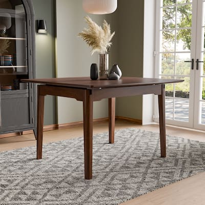 Furniture of America Abigail VIII Mid-Century Modern Rich Walnut Extendable Self-Storing 64-inch Dining Table