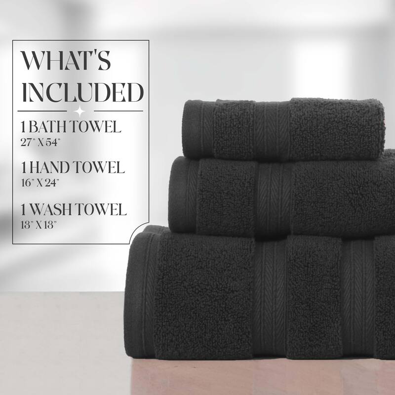 Home Weavers Elegance Essentials 550GSM Cotton Zero Twist Super Absorbent Bath Towel Set of 3