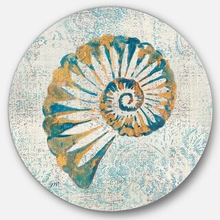 Shell Circle Design Designart 'Spiral Shell' Nautical & Coastal Metal Circle Wall Art - Bed ...