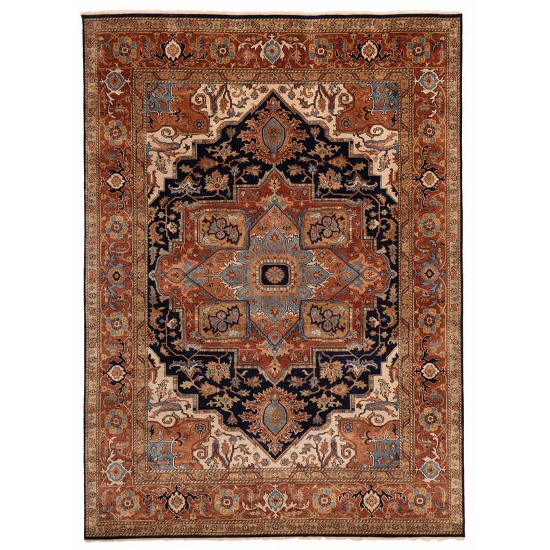 ECARPETGALLERY Hand-knotted Jules Sultane Dark Navy Wool Rug - 8'8 x 11'9