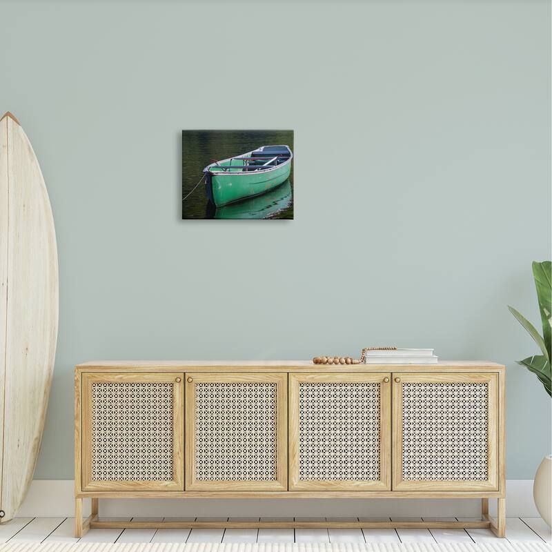 Stupell Green Rowboat Canoe Floating Lake Dock Photography Canvas Wall Art, Design by Daphne Polselli