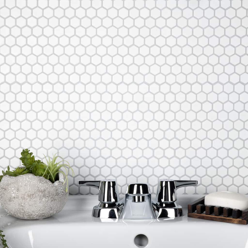 Merola Tile Colmena Hex Matte White 11-1/2" x 11-5/8" Porcelain Floor and Wall Tile