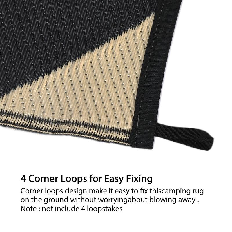 Outdoor Rug Waterproof Reversible Rug Plastic Straw Rug Checkered Floor Mat Outside Carpet for Camping RV Backyard Patio