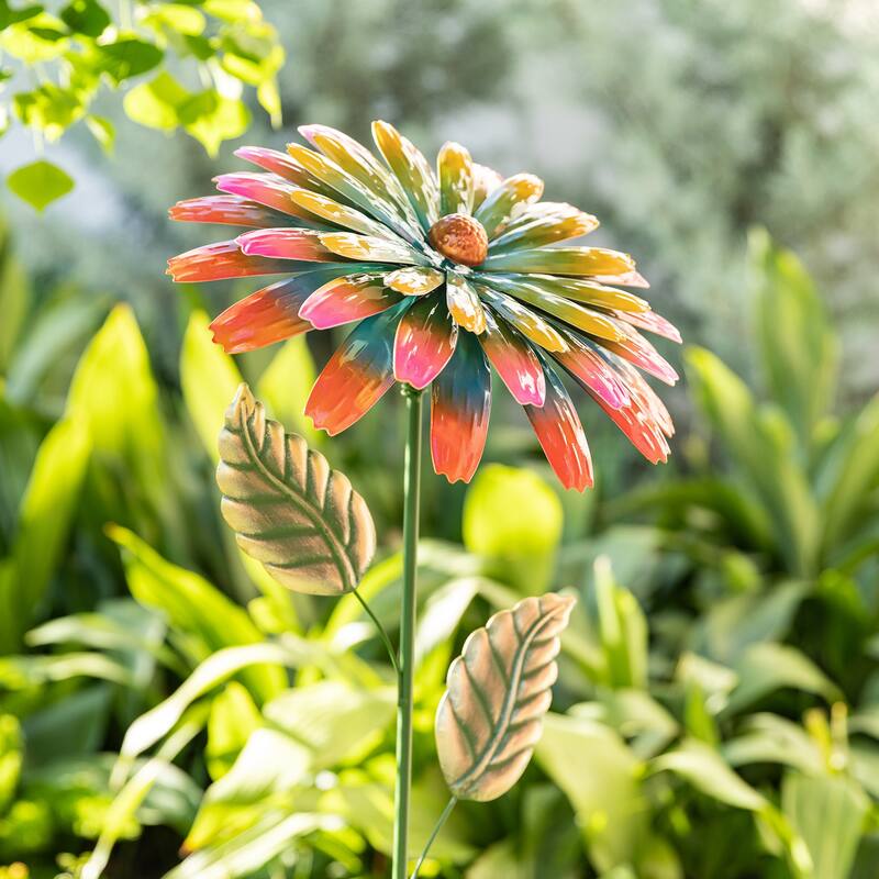 Glitzhome 41"H Garden Metal Flower Yardstake