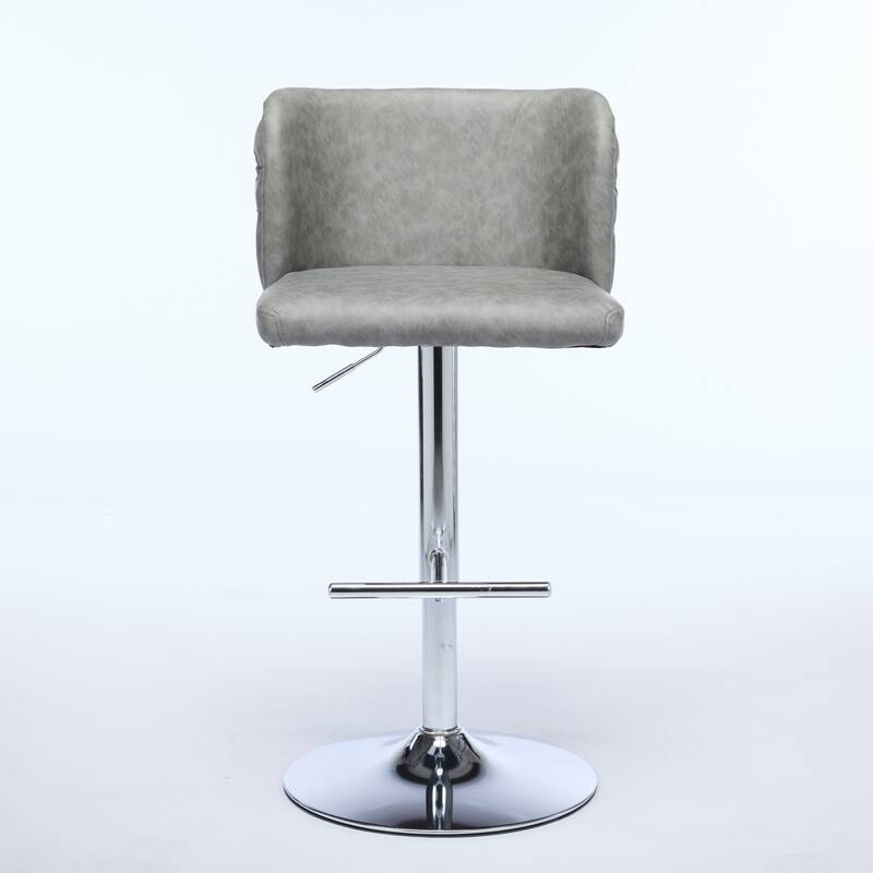 Modern PU Upholstered Bar Stools Set of 2, Swivel Barstools with Tufted Back, Adjustable Seat Height with Chrome Base