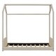 preview thumbnail 12 of 21, Twin/ Full Size Velvet House Bed with Roof, Pinewood Frame Wood Bed for Bedroom