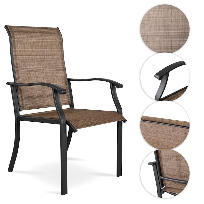 Outdoor 7-Piece Dining Set, Textilene Fabric, Powder-coated Iron Frame