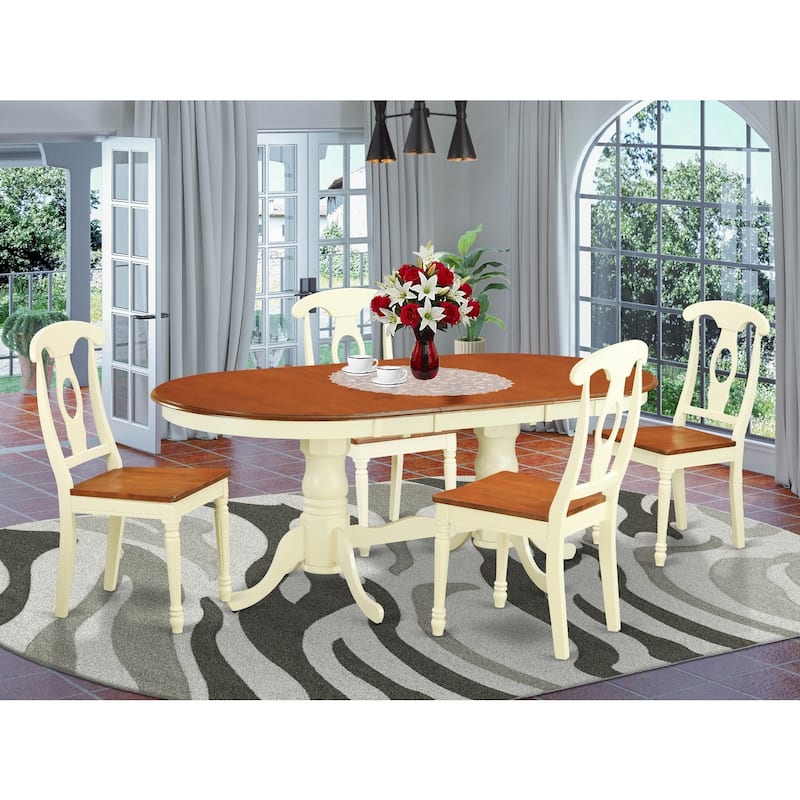 Island Oasis 5 Piece Dining Set for 4 - Oval Table & 4 Chairs - Elegant Kitchen Dining Room Furniture