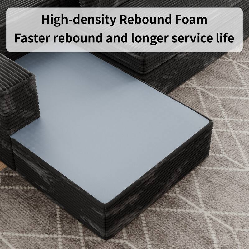 Modland 108" Boneless Cloud Couch, Modular L-Shaped Sectional Sofa, No Assembly, Corduroy