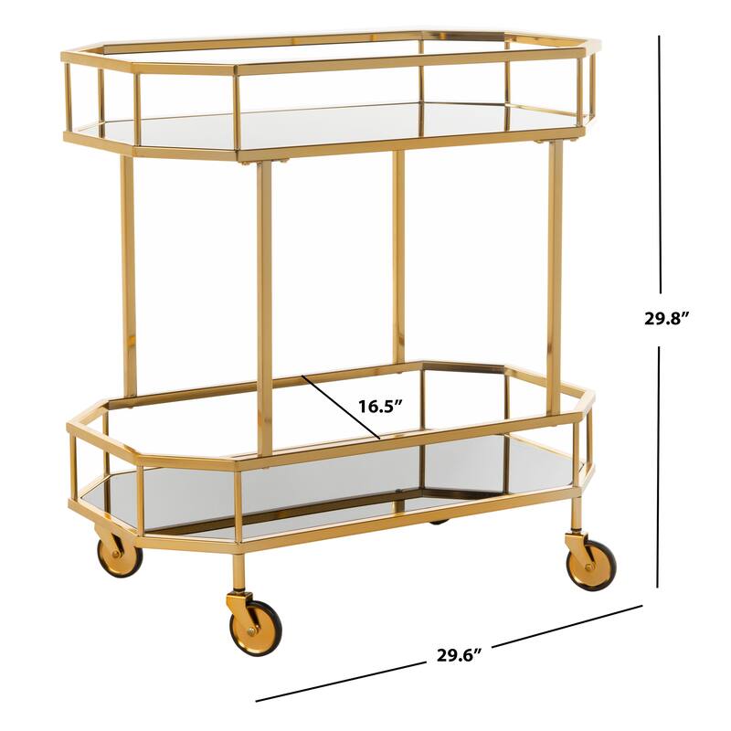 SAFAVIEH Katica 2-Tier Octagon Bar Cart - 29.6" x 16.5" x 29.8" - 30Wx17Dx30H