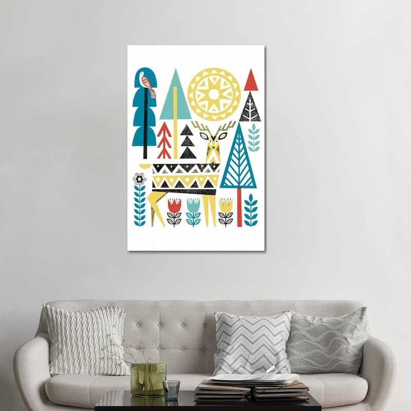iCanvas "Folk Lodge (Deer II)" by Michael Mullan Canvas Print - 48x32x1.5