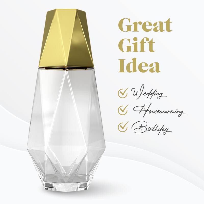 Fifth Avenue Crystal Geometric Glass Water Carafe and Tumbler - 37 Oz