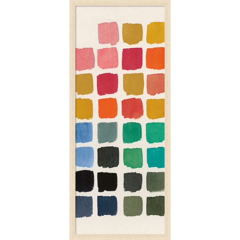 Amanti Art Framed Fabric Pinboard Retro Color Chart by Wild Apple Portfolio Printed Bulletin Board - Board Size 16 x 40