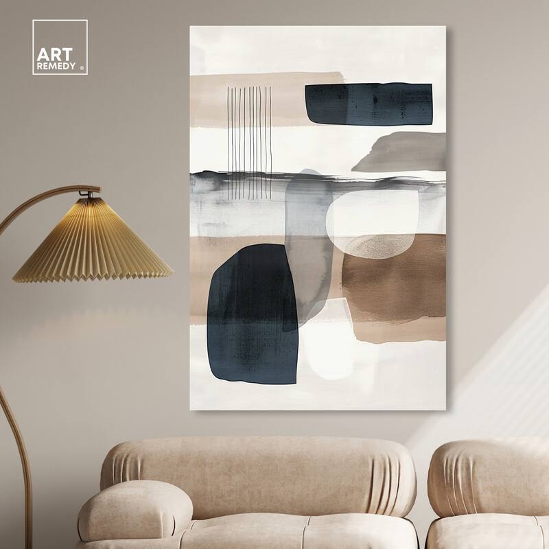 Art Remedy Layers Of Depth Gallery Wrapped Abstract Shapes 1 Piece Canvas Wall Art