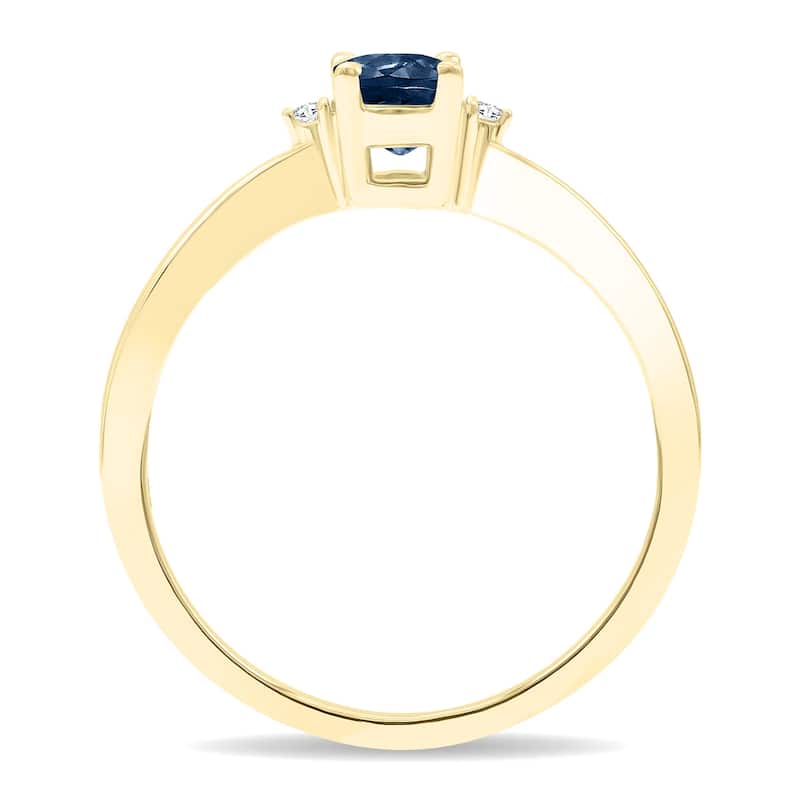 Women's Oval Shaped Sapphire and Diamond Classic Band in 10K Yellow Gold