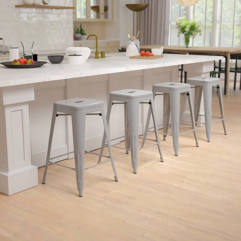 Industrial Metal Bar Stool (Set of 4)