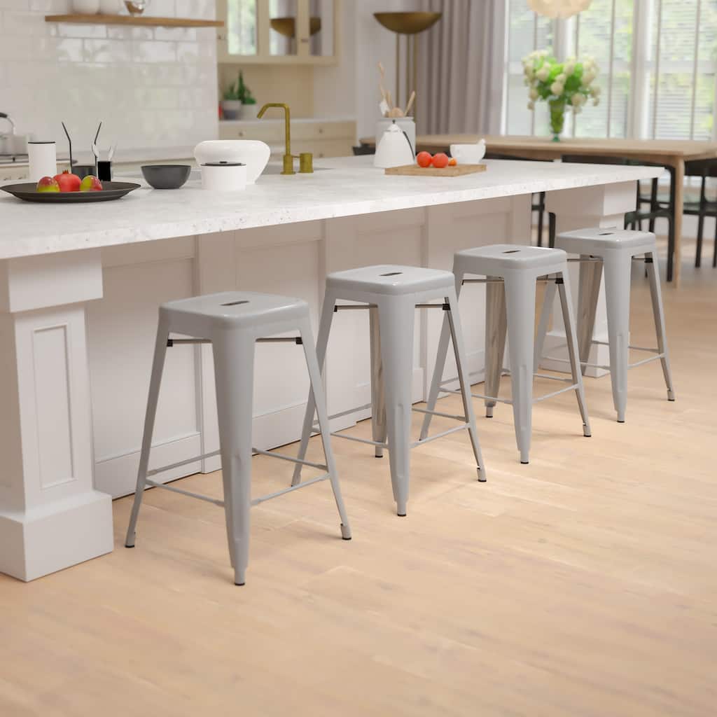 Industrial Metal Bar Stool (Set of 4)