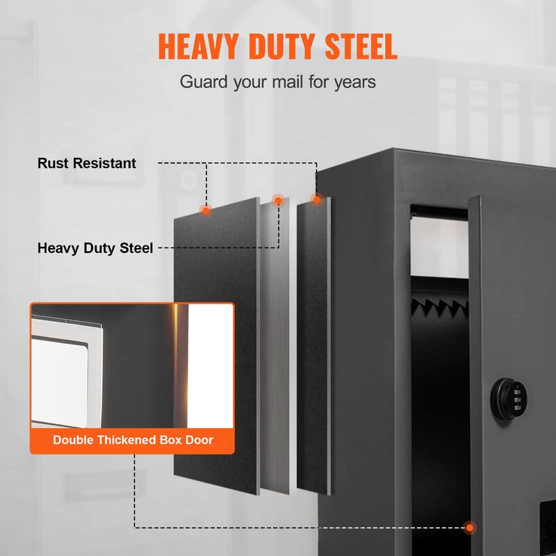 Through The Wall / Door Drop Box, Heavy Duty Steel Through the Wall / Door Mailbox with Combination Lock, Mail Drop Box