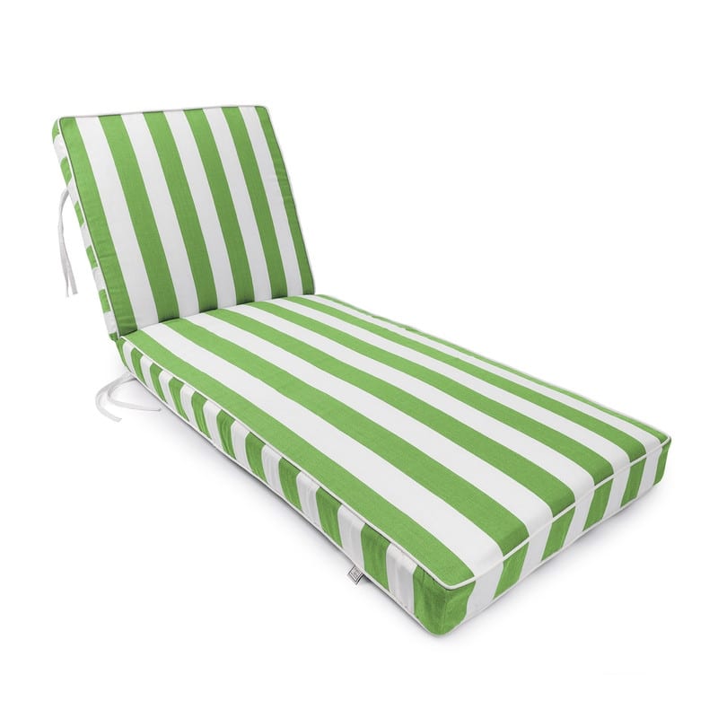 Sherry Kline Indoor/Outdoor Cabana Stripe Chaise Lounge with Contrast Cord - Green/White