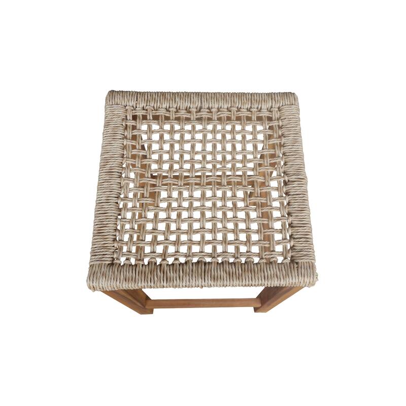 Outdoor Set of Two Stools with Wicker Seats
