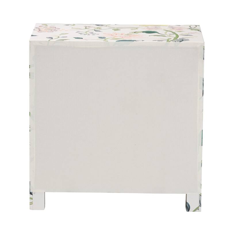 Connery Floral End Table - 3-Drawer Decorative Accent Storage Cabinet