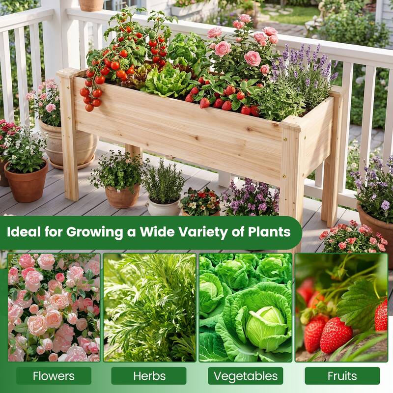 Costway Raised Garden Bed Elevated Planter Box Wood for Vegetable