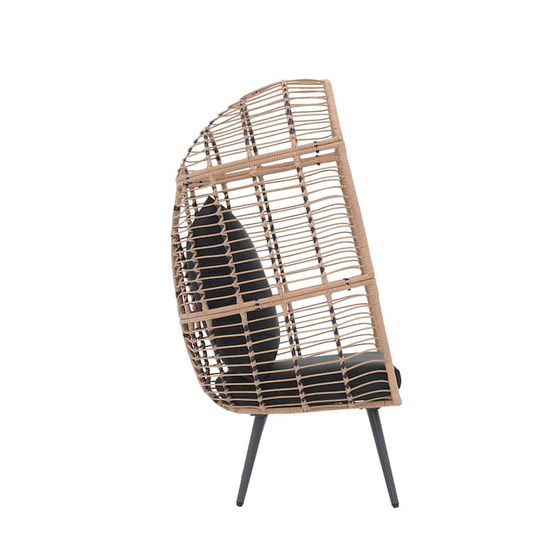 Outdoor Cushioned Wicker Egg Chair