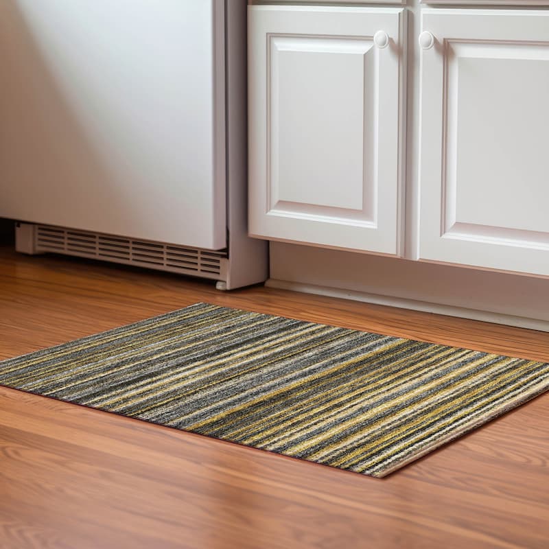 Premium Washable Super Soft Stripe Mayfield Rug - Gold - 1' 8" x 2' 6" - Rectangle
