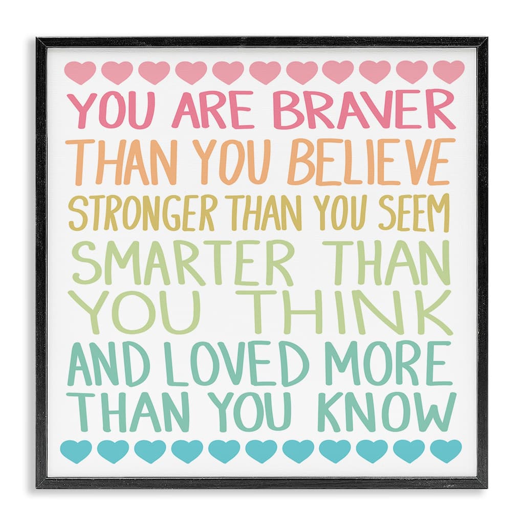 Stupell Rainbow Confidence Phrases Framed Giclee Art Design By Sweet Melody Designs