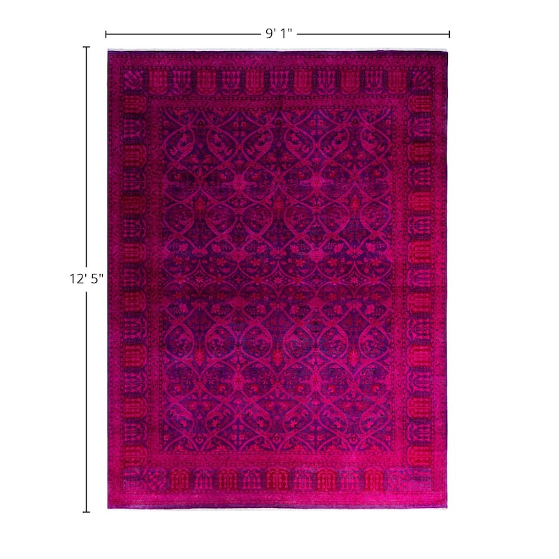 Fine Vibrance One-of-a-Kind Hand-Knotted Area Rug - Purple, 9' 1" x 12' 5" - 9' 1" x 12' 5"