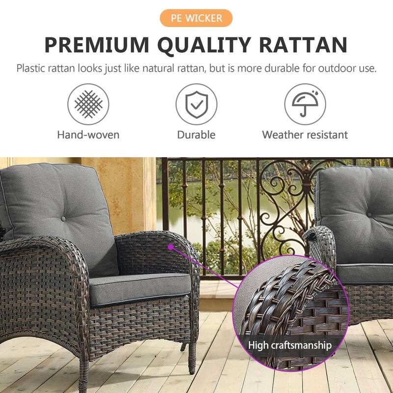 Gymojoy Outdoor Fire Pit Conversation Set, 3-Seat Sofa & Chairs Patio Furniture Set