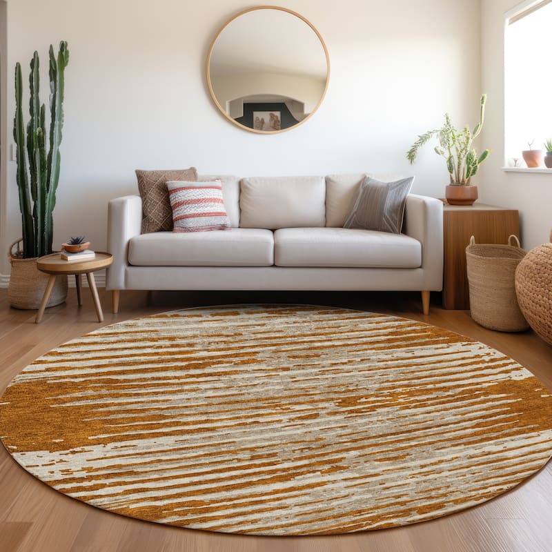 Premium Washable Super Soft Modern Scratches Mayfield Rug - Paprika - 8' x 8'
