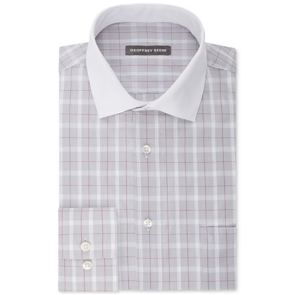 Geoffrey Beene Mens Aloe Performance Button Up Dress Shirt, Grey, 16.5" Neck 34"-35" Sleeve. Opens flyout.