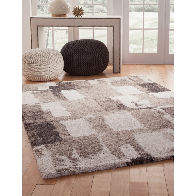 Chocolate/Ivory/Tan Area Rug 8x10 - 8' x 10'