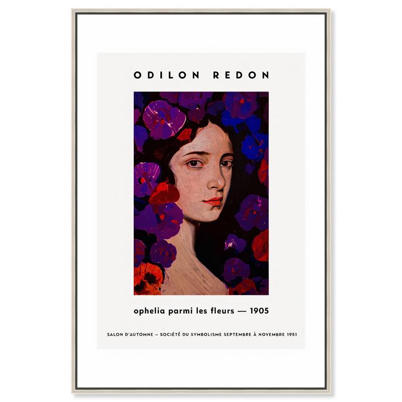 Redon's Ophelia in Blooms Canvas by Art Remedy - Silver - 10" x 15"