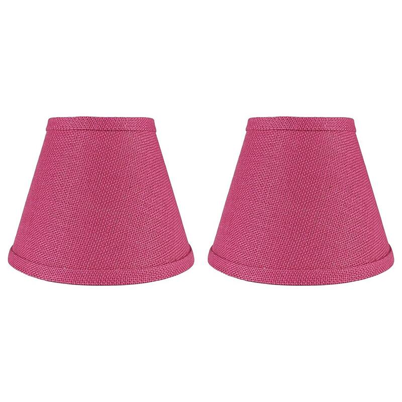Hardback Faux Silk Conical Lamp Shade, 5 inch Top, 9 inch Bottom, 7 inch Slant - Set of 2 - Fuchsia Burlap