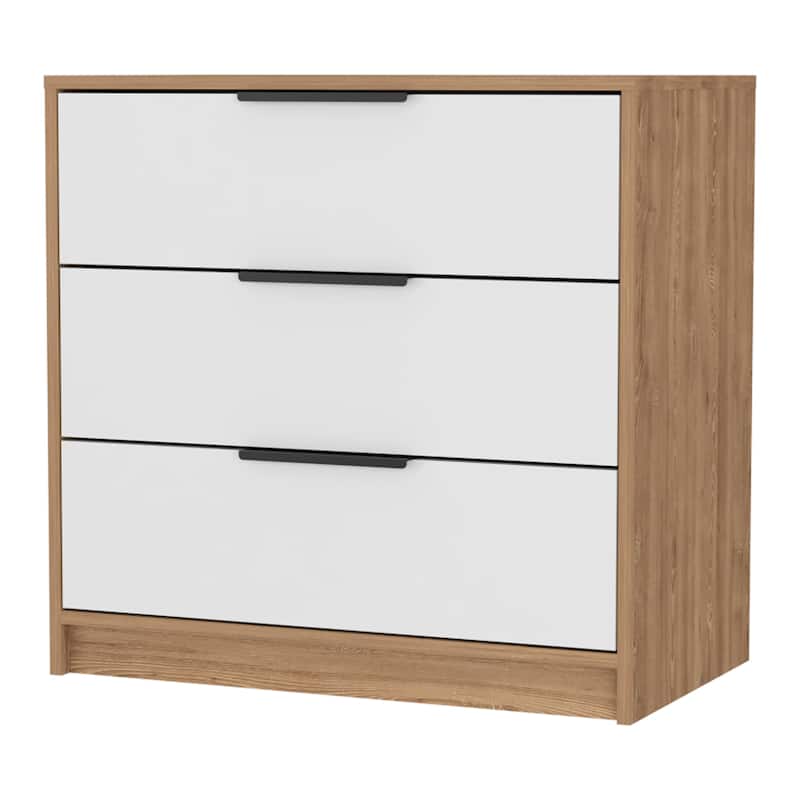3 Drawers Dresser with Superior Top, White / Pine Finish