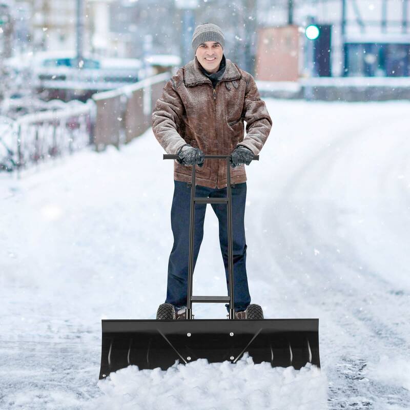 Costway 36" Snow Shovel Pusher with 10" Inflatable Wheels Adjustable - See Details