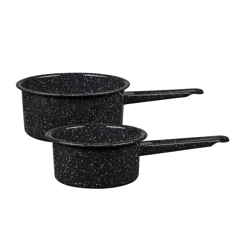 Granite Ware Set of 2 Saucepans - 1 and 2 Qt - Speckled Black