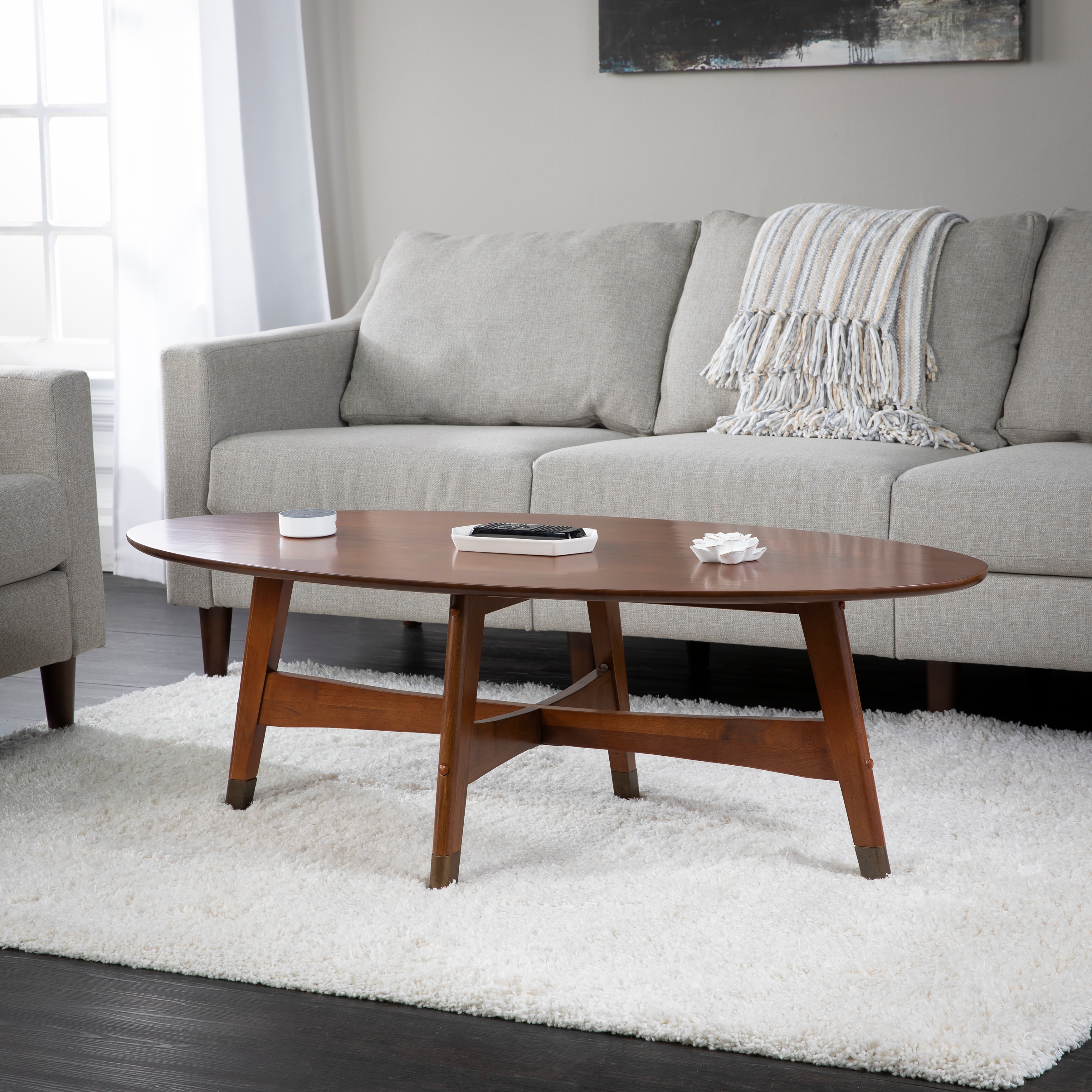 Mid century oval clearance coffee table