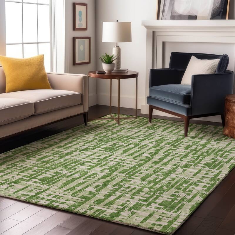 Premium Washable Super Soft Abstract Weave Mayfield Rug - Green - 9' x 12'