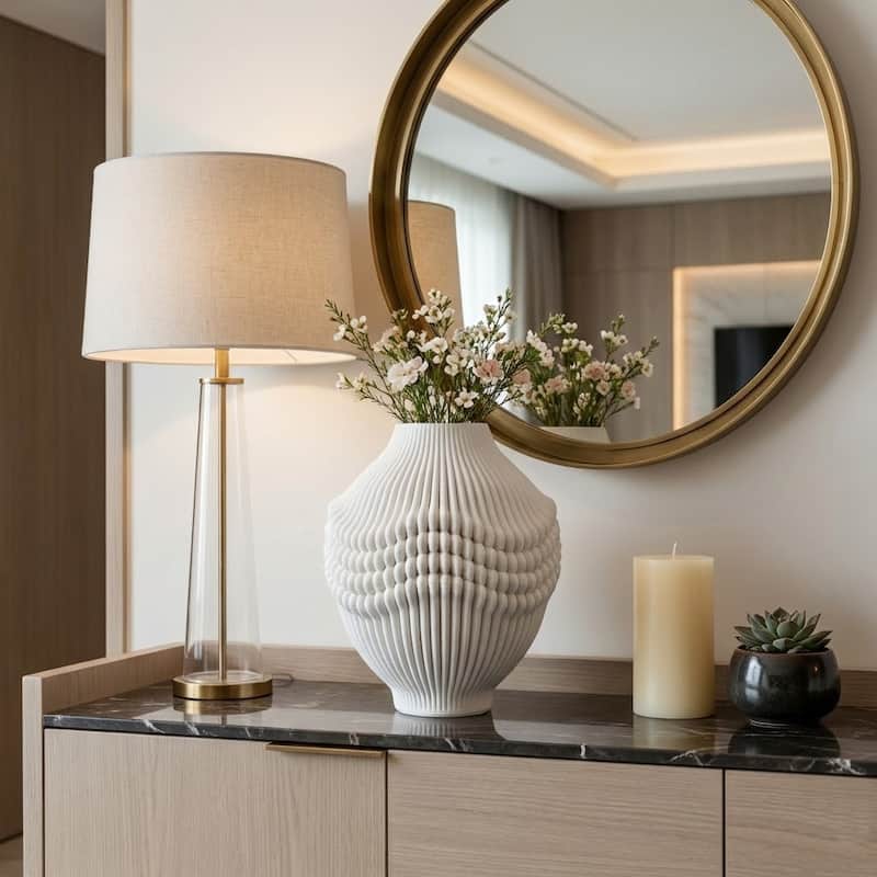 Decorative Vase - Ivory Ceramic 3D Printed Artistic