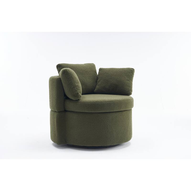 360° Swivel Chair with Storage and Throw Pillows