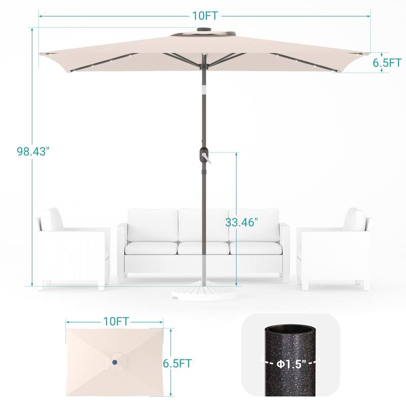 BONOSUKI LED 10 x 6.5ft Outdoor Umbrellas Patio Market Table Umbrellas