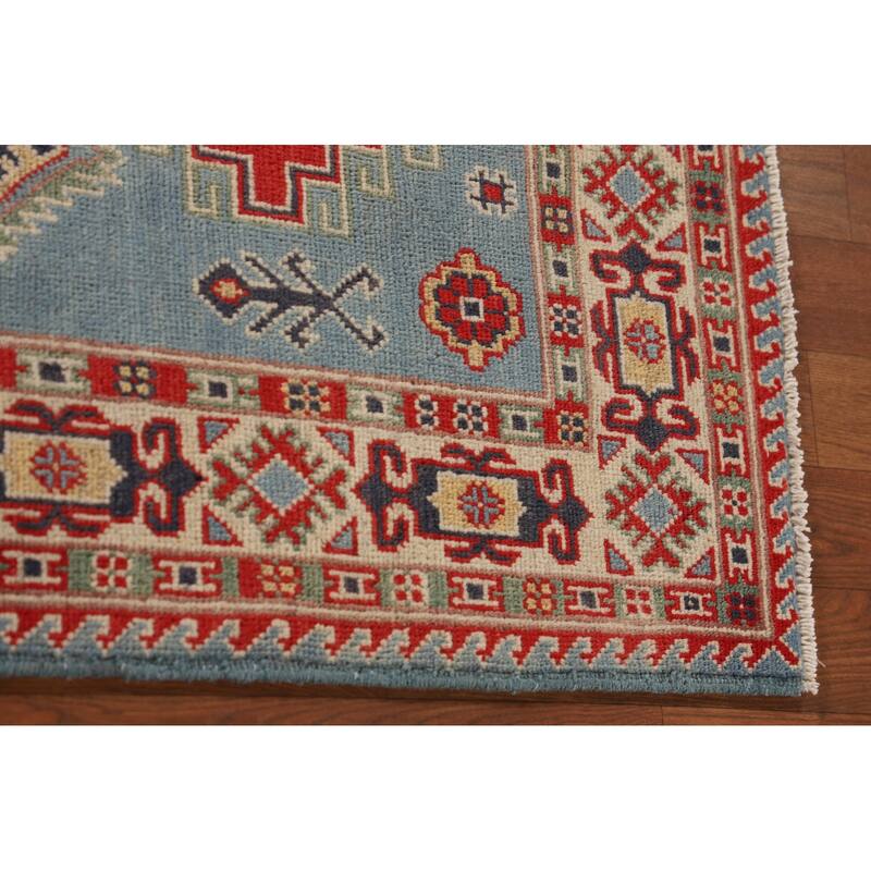 Light Blue Kazak Accent Rug Hand-Knotted Wool Carpet - 3'0"x 5'1"
